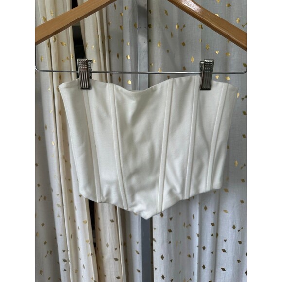 NWT Haus Of Reyah Edit By Nine Strapless Back Zip Up Corset Boning Bandeau Top S - Picture 2 of 6